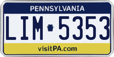 PA license plate LIM5353