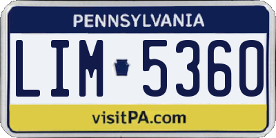 PA license plate LIM5360