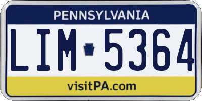 PA license plate LIM5364