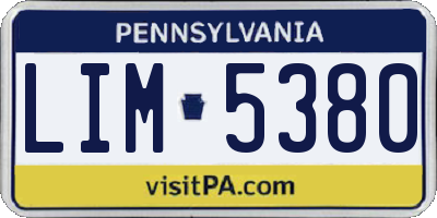 PA license plate LIM5380