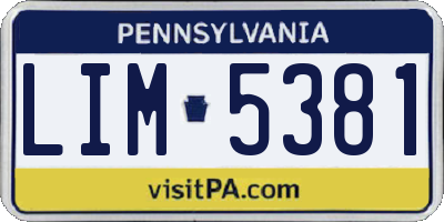 PA license plate LIM5381