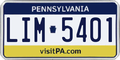 PA license plate LIM5401