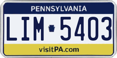 PA license plate LIM5403