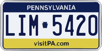 PA license plate LIM5420