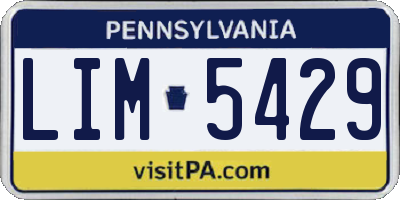 PA license plate LIM5429