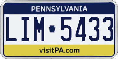 PA license plate LIM5433