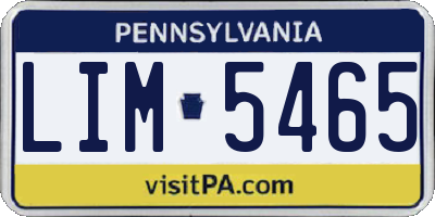 PA license plate LIM5465