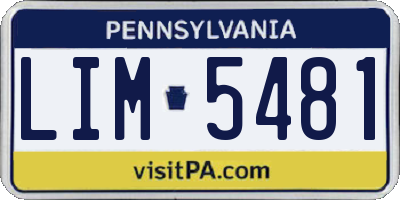 PA license plate LIM5481
