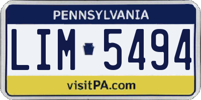 PA license plate LIM5494