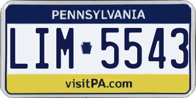 PA license plate LIM5543
