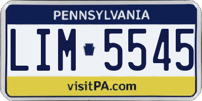 PA license plate LIM5545