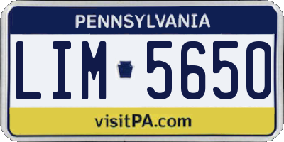 PA license plate LIM5650