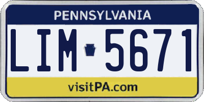 PA license plate LIM5671
