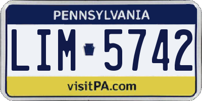PA license plate LIM5742