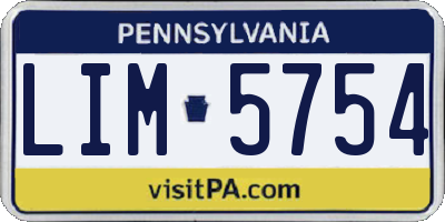 PA license plate LIM5754