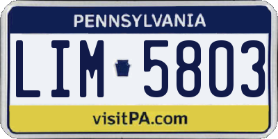 PA license plate LIM5803