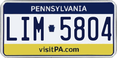 PA license plate LIM5804