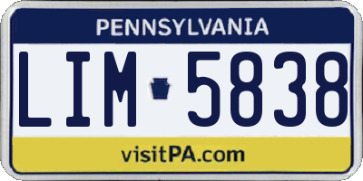 PA license plate LIM5838