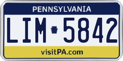 PA license plate LIM5842