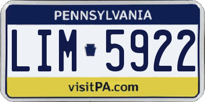 PA license plate LIM5922