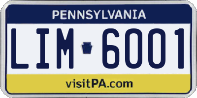 PA license plate LIM6001