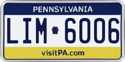 PA license plate LIM6006