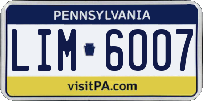 PA license plate LIM6007