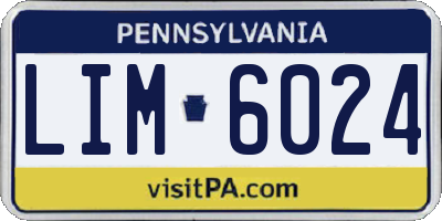 PA license plate LIM6024