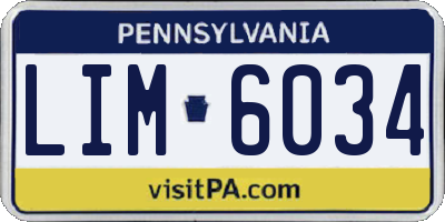 PA license plate LIM6034