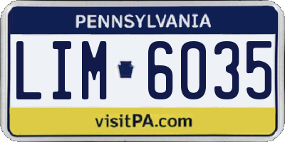 PA license plate LIM6035