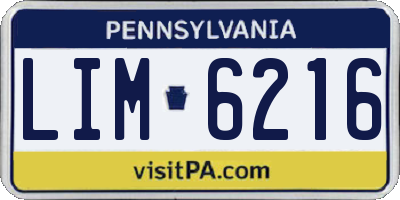 PA license plate LIM6216