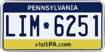 PA license plate LIM6251