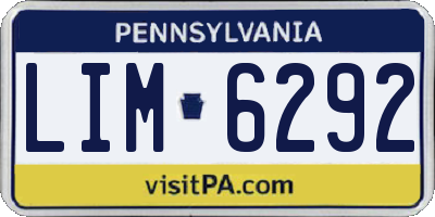 PA license plate LIM6292