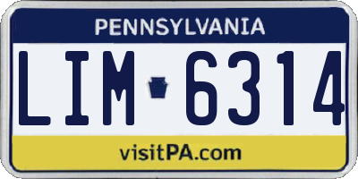 PA license plate LIM6314
