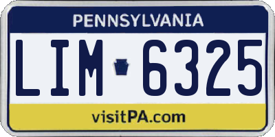 PA license plate LIM6325