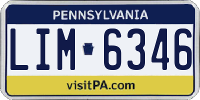 PA license plate LIM6346