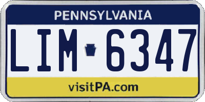 PA license plate LIM6347