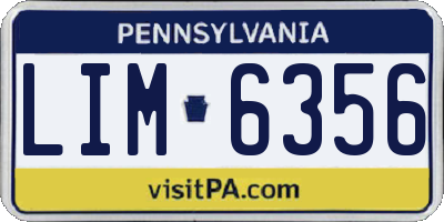 PA license plate LIM6356