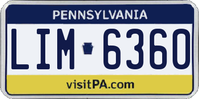 PA license plate LIM6360