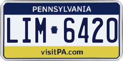 PA license plate LIM6420