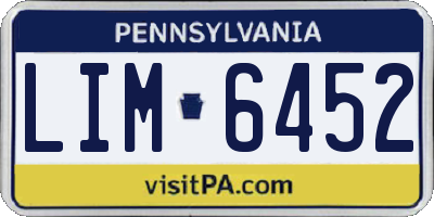 PA license plate LIM6452