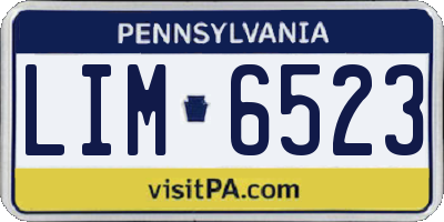 PA license plate LIM6523
