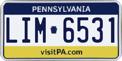 PA license plate LIM6531