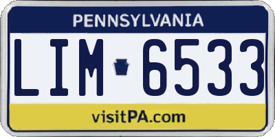 PA license plate LIM6533