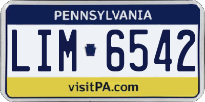 PA license plate LIM6542
