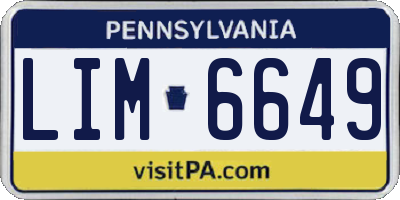 PA license plate LIM6649