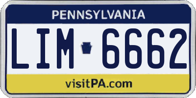 PA license plate LIM6662