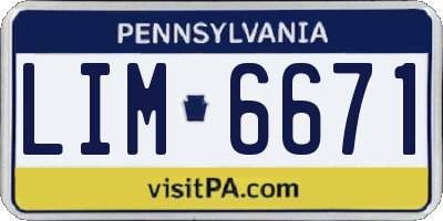 PA license plate LIM6671