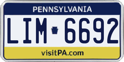 PA license plate LIM6692