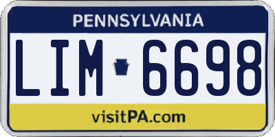 PA license plate LIM6698